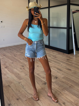 Base Ribbed Tank | Turquoise