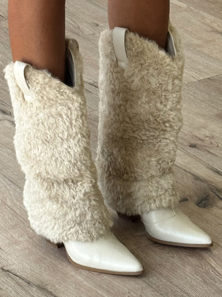 Chalet Stacked Heel Fur Boots