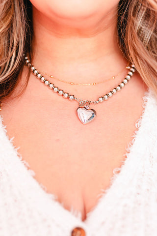 Puff Heart Toggle Necklace | 2 Colors Available