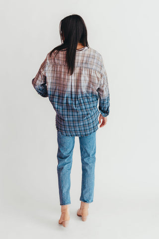 Blue Mountain Ombre Plaid Top