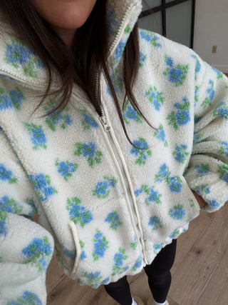 Zinnia Sherpa Zip-Up Jacket | Blue