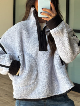 Kota Sherpa Bomber Pullover | Periwinkle
