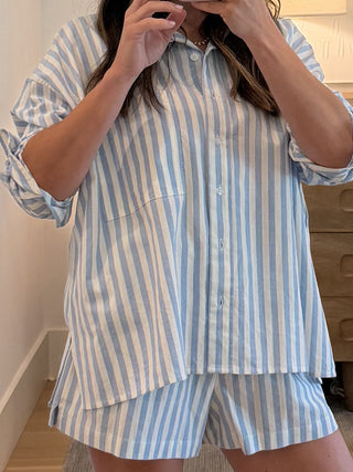 Rian Stripe Button-Down | Sky Blue | RESTOCK