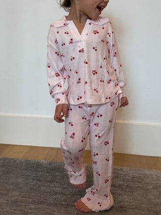Kids Cherry Pointelle Ruffle Set | Tiny Talulah