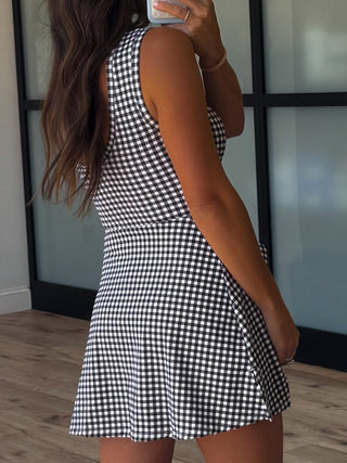 Gingham Active Wrap Romper | Black | RESTOCK