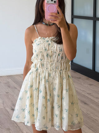 Sadie Ruched Button-Front Dress | Dewdrop Mist