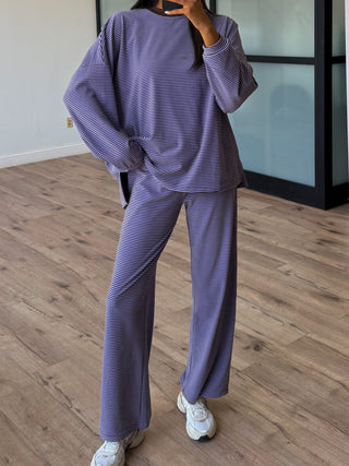Just Lounging Brush Knit Pants | Lavender Mocha