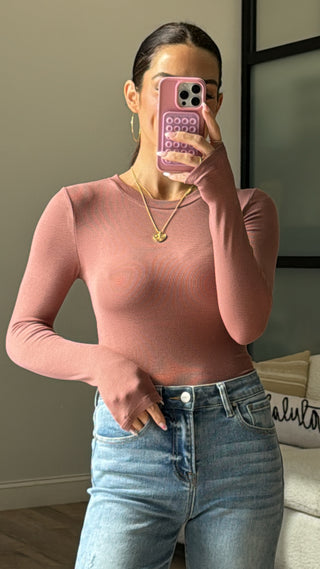 Essential Ribbed Long Sleeve | Dusty Mauve | +Plus Available | RESTOCK