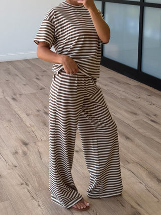 Miah Ribbed Knit Wide Leg Pants | Cocoa Cream