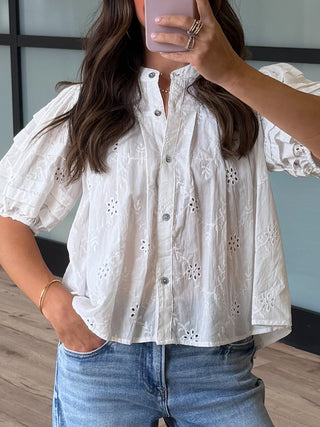 Copacabana Puff Sleeve Blouse | White Willow