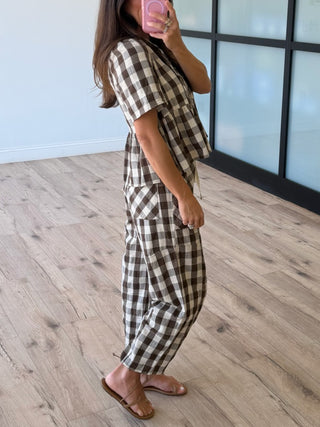 Brownie Points Gingham Peplum Top