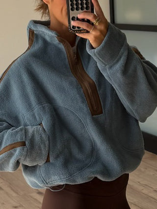 Everest Contrast Fleece Pullover | Blue Dusk
