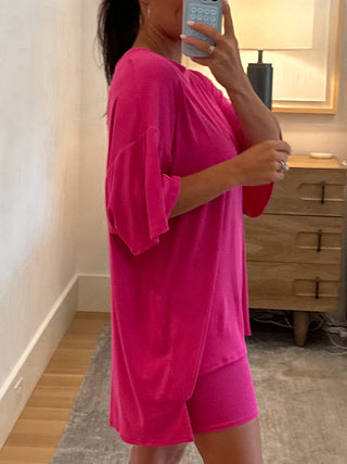 Novi Ribbed Tee + Shorts Set | Hot Pink | +Plus Available