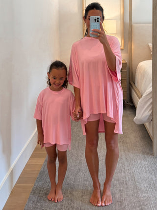 Novi Ribbed Tee + Shorts Set | Powder Pink | +Plus Available