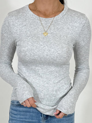 Essential Ribbed Long Sleeve | Light Grey | +Plus Available | RESTOCK