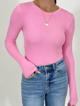 Essential Ribbed Long Sleeve | Bubblegum | +Plus Available | RESTOCK