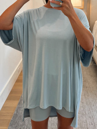 Novi Ribbed Tee + Shorts Set | Sky Blue | +Plus Available