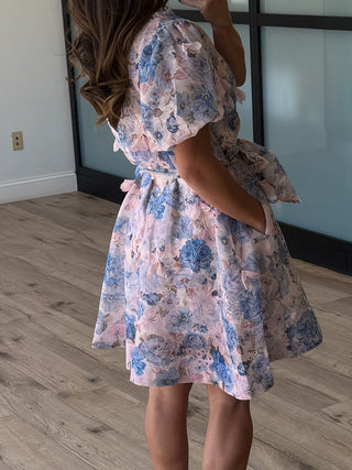 Anneliese Floral Sheer Dress | Sky Blossom