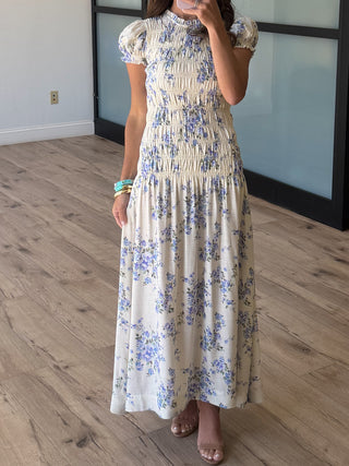 Margaux Smocked Maxi Dress | Garden Blue