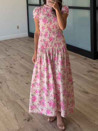 Margaux Smocked Maxi Dress | Pink Peony