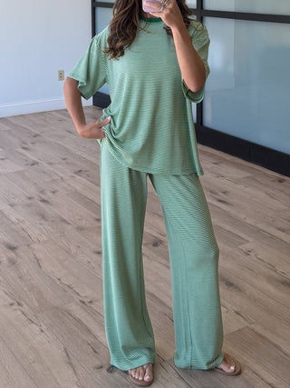 On Repeat Stripe Lounge Pants | Emerald