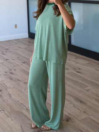 On Repeat Stripe Lounge Pants | Emerald
