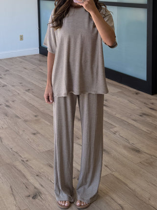 On Repeat Stripe Oversized Tee | Latte