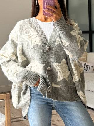 Stormi Star Oversized Cardigan | Grey