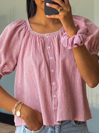 Charmed and Checked Top + Scrunchie | Red