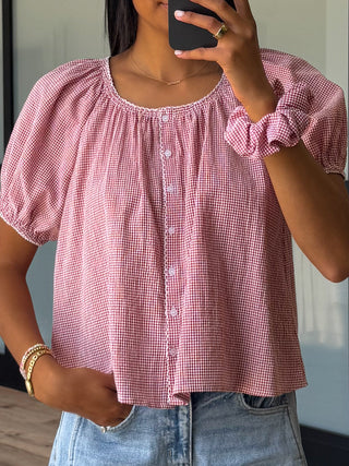 Charmed and Checked Top + Scrunchie | Red