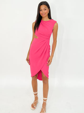 Tess Cut-Out Wrap Dress | Hot Pink | FINAL SALE