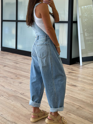 Delphine Barrel Overall | Light Wash | +Plus Available