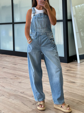 Delphine Barrel Overall | Light Wash | +Plus Available