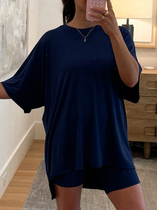 Novi Ribbed Tee + Shorts Set | Navy | +Plus Available