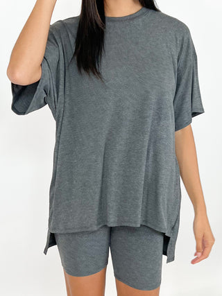 Novi Ribbed Tee + Shorts Set | Charcoal | +Plus Available | RESTOCK