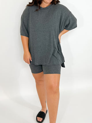 Novi Ribbed Tee + Shorts Set | Charcoal | +Plus Available | RESTOCK