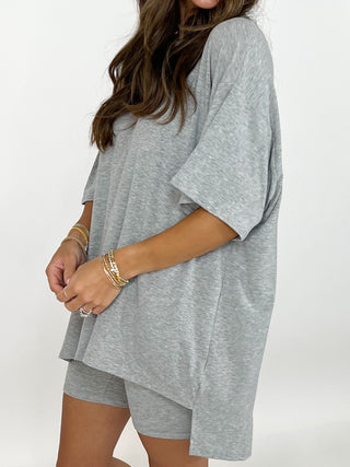 Novi Ribbed Tee + Shorts Set | Grey | +Plus Available | RESTOCK