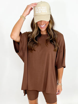 Novi Ribbed Tee + Shorts Set | Chocolate | +Plus Available | RESTOCK