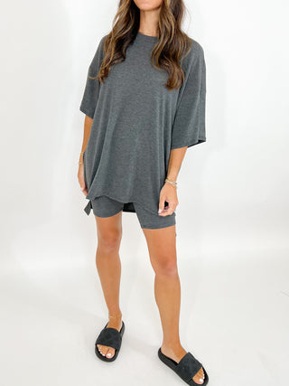 Novi Ribbed Tee + Shorts Set | Charcoal | +Plus Available | RESTOCK