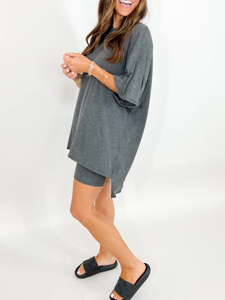 Novi Ribbed Tee + Shorts Set | Charcoal | +Plus Available | RESTOCK