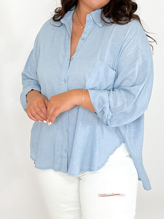 Nevis Button-Down Top | Blue