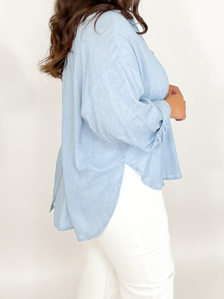 Nevis Button-Down Top | Blue