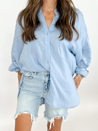Nevis Button-Down Top | Blue
