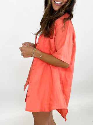 Shoreline Button Front Top | Coral | FINAL SALE