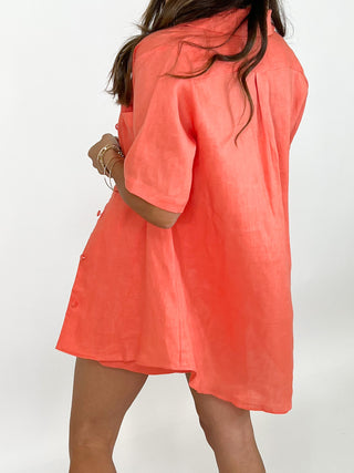 Shoreline Button Front Top | Coral | FINAL SALE