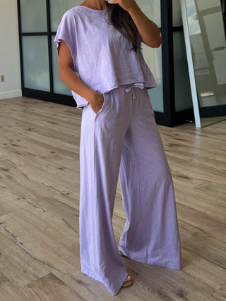 Cotton Slub Open Back Tee | Lavender