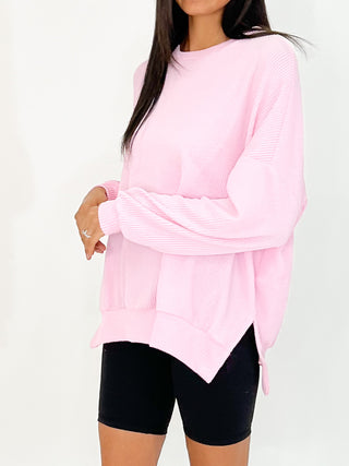 Comfy Ribbed Pullover | Bubblegum | +Plus Available | BLACK TUESDAY DOORBUSTER