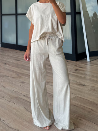 Cotton Slub Open Back Tee | Sand