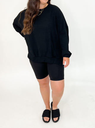 Comfy Ribbed Pullover | Black | +Plus Available | BLACK TUESDAY DOORBUSTER