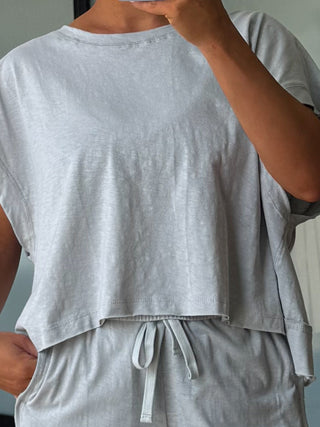 Cotton Slub Open Back Tee | Grey
